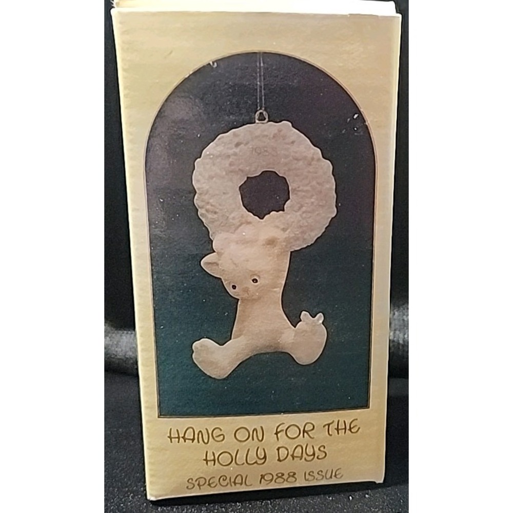 1988 Precious Moments‎ Hang On For The Holly Days Ornament  Samuel J Butcher